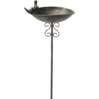 Produktbild von finehomegarden Vogeltränke und Futterstelle aus Metall in Braun mit Stab für Wildvögel 24x22x10cm
