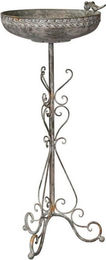 finehomegarden Vogeltränke und Vogelbad aus Metall in Grün/Braun mit Ø 30cm und H 75cm – Bild 1 von 2