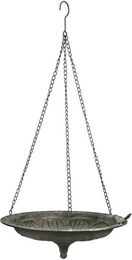 finehomegarden Vogeltränke und Vogelbad aus Metall in Grün mit Aufhängungskette 39x37x14cm – Bild 1 von 2