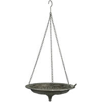 Produktbild von finehomegarden Vogeltränke und Vogelbad aus Metall in Grün mit Aufhängungskette 39x37x14cm