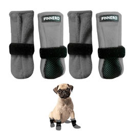 FinNero Halla Hundeschuhe Winterpfotenschutz aus Fleece in Grau XS – Bild 1 von 9
