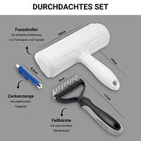 Produktbild von FinoPet 3er Set Tierpflege-Set mit Hundebürste XL für Langhaar, Fusselrolle und Zeckenzange aus Edelstahl für Hund und Katze