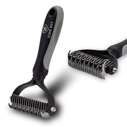 FinoPet XL Fellbürste aus Edelstahl für Hund und Katze zur Unterwollpflege in Schwarz – Bild 1 von 13