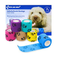 Produktbild von First Aid Only Selbsthaftende Bandagen für Tiere 6 Stück 5 cm x 4,5 m atmungsaktiv und wasserabweisend