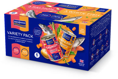 Produktbild von Fish4Dogs Finest Fisch & Gemüse Hundefutter mit Lachs getreidefrei 6x395 g