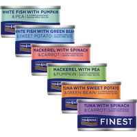 Produktbild von Fish4Dogs Finest Nassfutter für Hunde mit Thunfisch, Süßkartoffeln und Bohnen 12 x 85 g