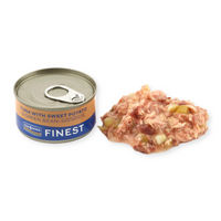 Produktbild von Fish4Dogs Finest Nassfutter Thunfisch mit Süßkartoffeln Stückchen in Sauce getreidefrei hypoallergen 85 g