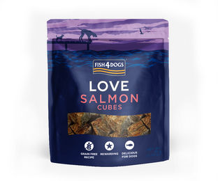 Produktbild von Fish4Dogs Love Lachs Würfel Belohnungssnack für Hunde getreidefrei 85 g