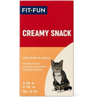 Produktbild von FIT+FUN Creamy Snack Huhn und Lachs für Katzen 6x15g