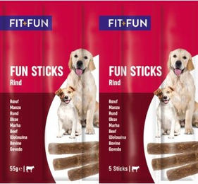 Produktbild von FIT+FUN Fun Sticks Belohnungssnack für Hunde mit hohem Fleischanteil Rind 20x55g