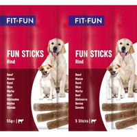 Produktbild von FIT+FUN Fun Sticks Belohnungssnack für Hunde mit hohem Fleischanteil Rind 20x55g