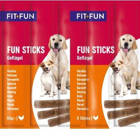 FIT+FUN FunSticks Kausnack Geflügel für Hunde Adult mit hohem Fleischanteil und ohne Zucker 20x55 g – Bild 1 von 1