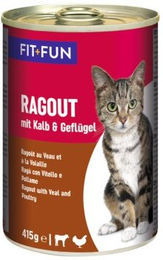 Produktbild von FIT+FUN Hundefutter Ragout Kalb und Geflügel Stückchen in Sauce 24x415 g