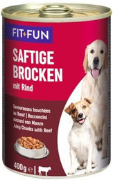 Produktbild von FIT+FUN Hundefutter Saftige Brocken Rind 24x400 g - 24 x 400 g