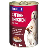 Produktbild von FIT+FUN Hundefutter Saftige Brocken Rind 6x400 g - 6 x 400 g