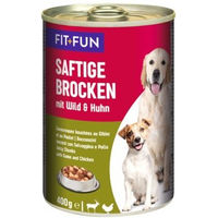 Produktbild von FIT+FUN Hundefutter Saftige Brocken Wild und Huhn 12x400 g - 12 x 400 g
