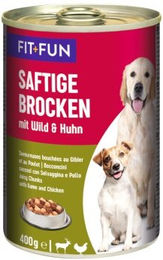 Produktbild von FIT+FUN Hundefutter Saftige Brocken Wild und Huhn 6x400 g - 6 x 400 g