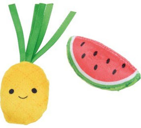 Produktbild von FIT+FUN Hundespielzeug-Set Ananas und Wassermelone aus Plüsch bunt