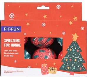 Produktbild von FIT+FUN Hundespielzeug Xmas Tennisball-Set aus Gummi 6 Stück bunt