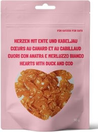 Produktbild von Fit + Fun Katzen Leckerli Hearts mit Ente und Kabeljau 50 g