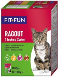 FIT+FUN Katzen Nassfutter Adult Ragout 4 Sorten 12x100g Stückchen in Sauce - 12 x 100 g – Bild 1 von 1