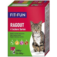 Produktbild von FIT+FUN Katzen Nassfutter Adult Ragout 4 Sorten 12x100g Stückchen in Sauce - 12 x 100 g