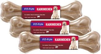 FIT+FUN Kauknochen Rind für Junior Hunde zur Zahnpflege ohne Farb- und Aromastoffe 530g - 3 x 21 cm – Bild 1 von 2