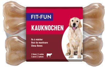 Produktbild von FIT+FUN Kauknochen Rind gepresst für Hunde Junior zur Zahnpflege 2 Stück 13 cm