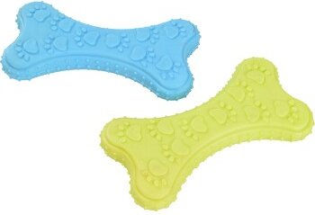 Produktbild von FIT+FUN Kauspielzeug Spielzeugknochen aus TPR in Blau oder Gelb