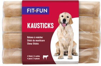Produktbild von FIT+FUN Kausticks Rind Junior Zahnpflege-Snack ohne Farb- und Aromastoffe ohne Konservierungsstoffe 4x130g - 4 x 130 g