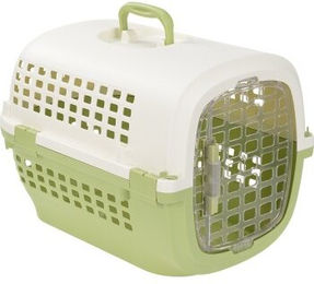 FIT+FUN Transportbox für kleine Rassen aus Kunststoff grün/weiß 50x34x35 cm – Bild 1 von 3