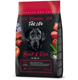 FITMIN Dog For Life Adult Beef Rice Trockenfutter für Hunde mit Rind 2,5 kg hypoallergen und glutenfrei - 2,5 kg – Bild 1 von 2