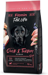 FITMIN dog For Life Trockenfutter Ente und Pute für erwachsene Hunde 12 kg – Bild 1 von 2