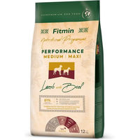 Produktbild von Fitmin Dog Medium Maxi Performance Hundetrockenfutter Lamm und Rind für erwachsene Hunde mittlerer und großer Rassen 12 kg - 12 kg