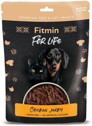 Produktbild von FITMIN For Life Chicken Jerky Hähnchen Trockenfleisch Leckerli für Hunde und Katzen mit hohem Fleischanteil und Monoprotein 70 g