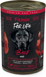 Produktbild von FITMIN For Life Hundepaté Rind für erwachsene Hunde getreidefrei und glutenfrei 400 g - 12 x 400 g