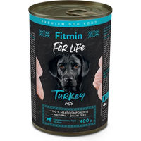 Produktbild von FITMIN For Life Hundepaté Truthahn und Huhn getreidefrei glutenfrei ohne Zucker für erwachsene Hunde 400 g - 6 x 400 g