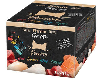 FITMIN For Life Katzen Nassfutter Multipack 24x85g mit Rind, Ente, Huhn und Lachs in Sauce, getreidefrei und glutenfrei – Bild 1 von 1