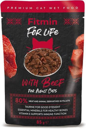 Produktbild von FITMIN For Life Nassfutter für erwachsene Katzen mit Rindfleischstücken in Soße 85g