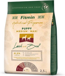 Produktbild von FITMIN Hundefutter Lamm und Rind für Welpen mittlerer und großer Rassen glutenfrei 2,5 kg
