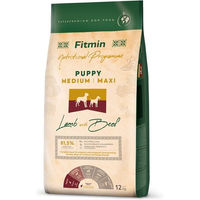 Produktbild von FITMIN Hundetrockenfutter Medium Maxi Puppy Lamm und Rind für Welpen mittlerer und großer Rassen glutenfrei mit hohem Fleischanteil 12 kg - 12 kg