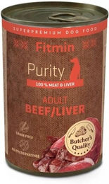 Produktbild von FITMIN Purity Adult Hundefutter Rind mit Leber Stückchen in Sauce 400g