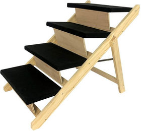 FIVMEN 2-in-1 Haustiertreppe und Hunderampe aus Holz mit Landeplattform, faltbar und rutschfest, für Hunde und Katzen – Bild 1 von 5