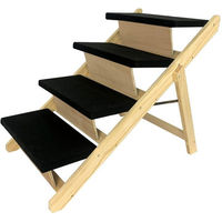 Produktbild von FIVMEN 2-in-1 Haustiertreppe und Hunderampe aus Holz mit Landeplattform, faltbar und rutschfest, für Hunde und Katzen