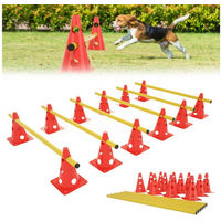 Produktbild von FIVMEN Agility-Hürdenset 18-tlg aus Kunststoff für Hund und Fußball, verstellbares Koordinationsset in Rot