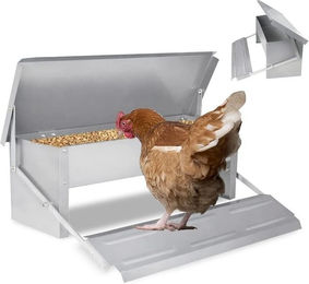 FIVMEN Automatischer Futterautomat aus Metall für Hühner, Enten und Gänse in Silber – Bild 1 von 5