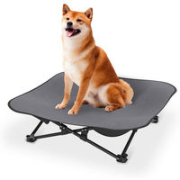 Produktbild von FIVMEN Erhöhtes Hundebett und Katzenbett aus Polyester mit Eisenrahmen, faltbar, Grau