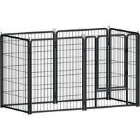 Produktbild von FIVMEN Faltbarer Laufstall aus Metall für Hunde und Kaninchen mit Tür und automatischer Verriegelung Schwarz