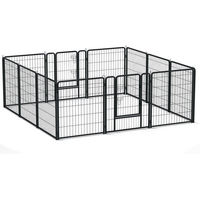 Produktbild von FIVMEN Faltbarer Laufstall aus Metall für Hunde, Welpen und Kaninchen mit automatischer Verriegelung und Tür in Schwarz