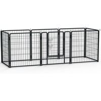 Produktbild von FIVMEN Faltbarer Laufstall aus Metall mit automatischer Verriegelung und Tür für Hunde, Welpen und Kaninchen in Schwarz